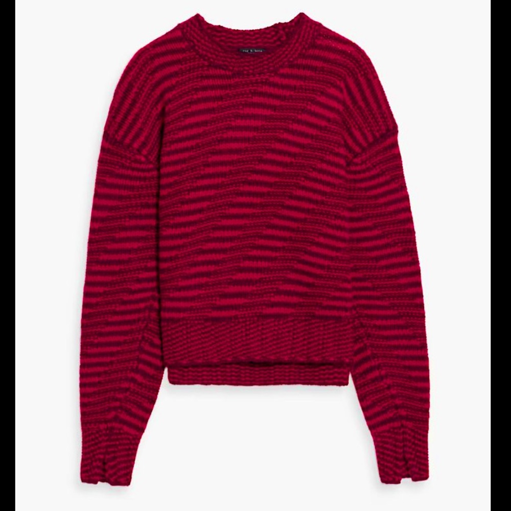 100% wool Rag & Bone sweater. Like new. Red and Maroon